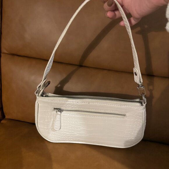 Cream Croc Y2K style Baguette shoulder bag - Picture 4 of 5
